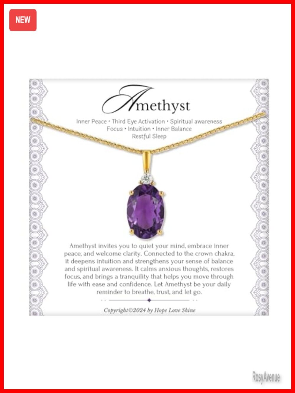Amethyst Pendant Necklace 18k Gold Over Stainless Steel 20in